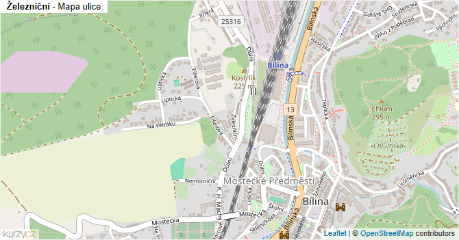 Železniční - mapa ulice