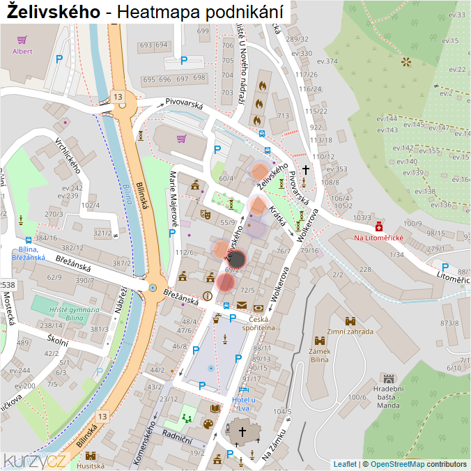 Mapa Želivského - Firmy v ulici.
