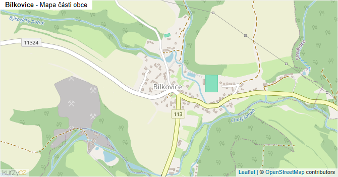Bílkovice - mapa části obce