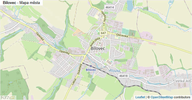 Bílovec - mapa města