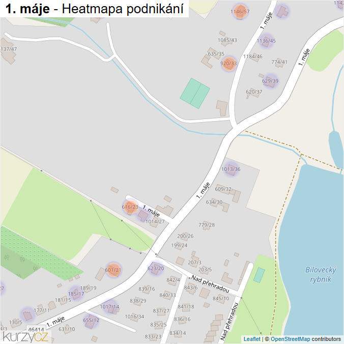Mapa 1. máje - Firmy v ulici.