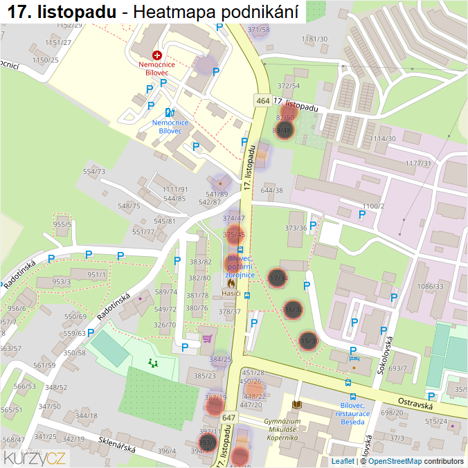 Mapa 17. listopadu - Firmy v ulici.