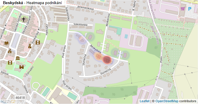 Beskydská - mapa podnikání