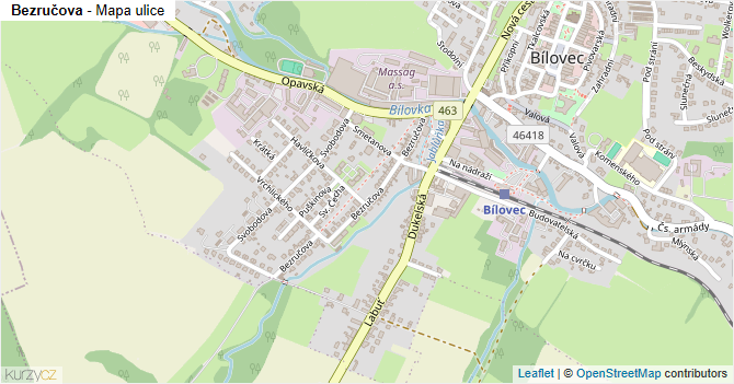 Bezručova - mapa ulice