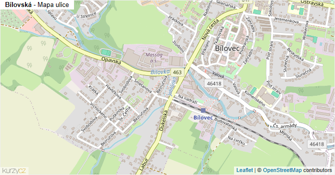 Bílovská - mapa ulice