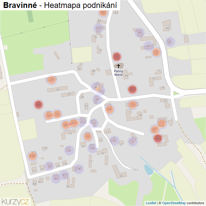 Mapa Bravinné - Firmy v části obce.