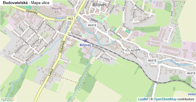 Budovatelská - mapa ulice