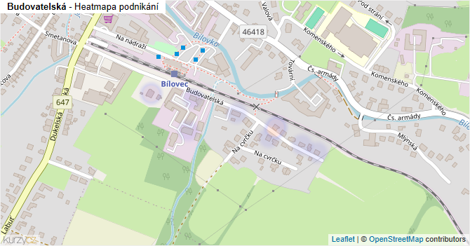 Budovatelská - mapa podnikání
