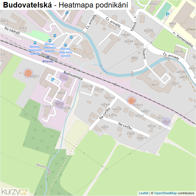 Mapa Budovatelská - Firmy v ulici.