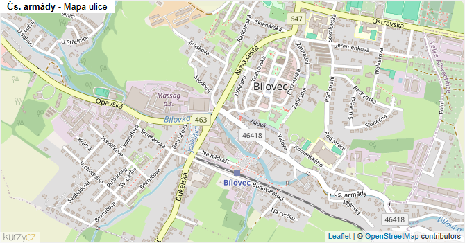 Čs. armády - mapa ulice