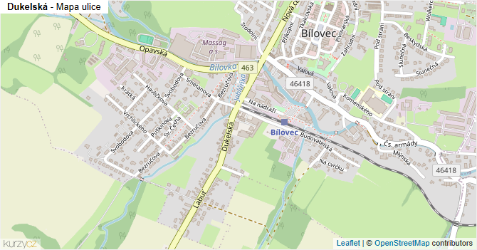 Dukelská - mapa ulice
