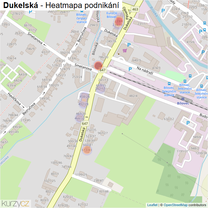 Mapa Dukelská - Firmy v ulici.