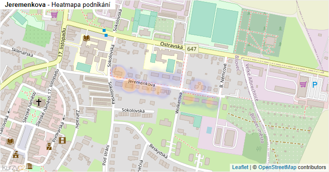 Jeremenkova - mapa podnikání