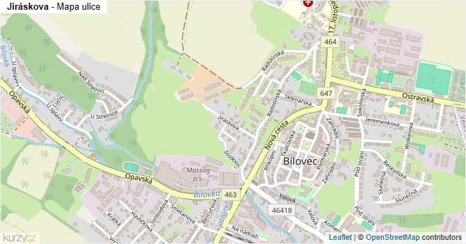 Jiráskova - mapa ulice