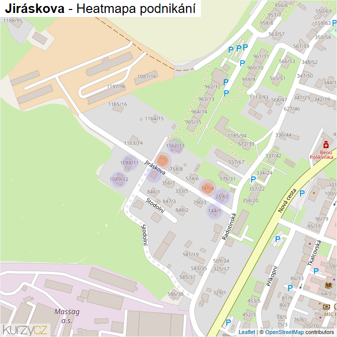 Mapa Jiráskova - Firmy v ulici.