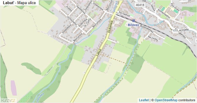 Labuť - mapa ulice