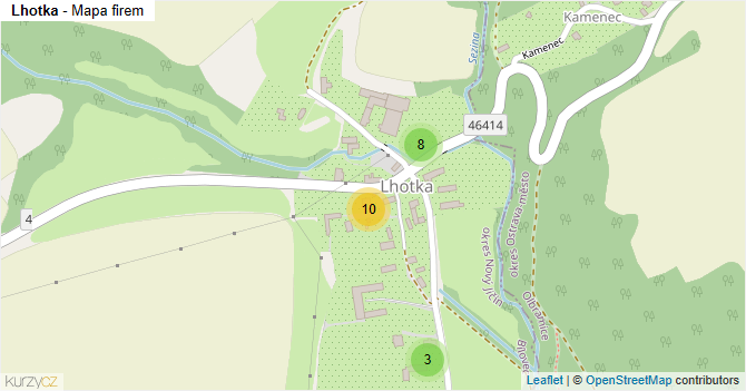 Lhotka - mapa firem