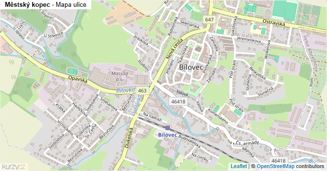 Městský kopec - mapa ulice
