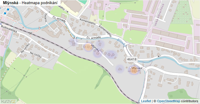 Mlýnská - mapa podnikání