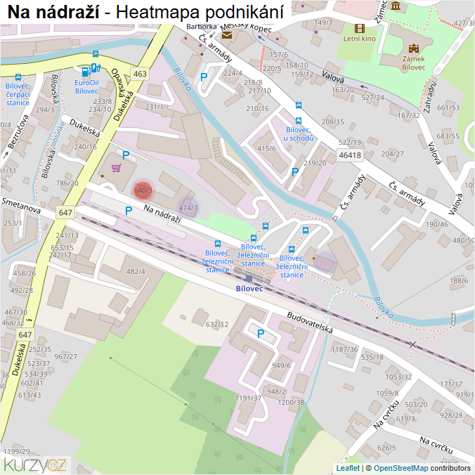 Mapa Na nádraží - Firmy v ulici.