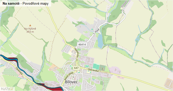 Na samotě - záplavové mapy stoleté vody