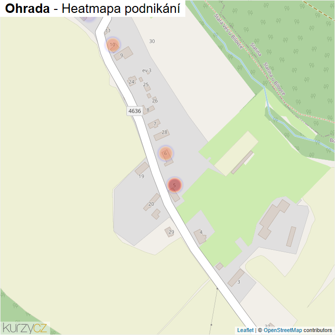 Mapa Ohrada - Firmy v části obce.
