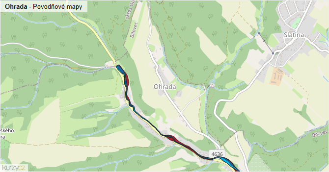 Ohrada - záplavové mapy stoleté vody
