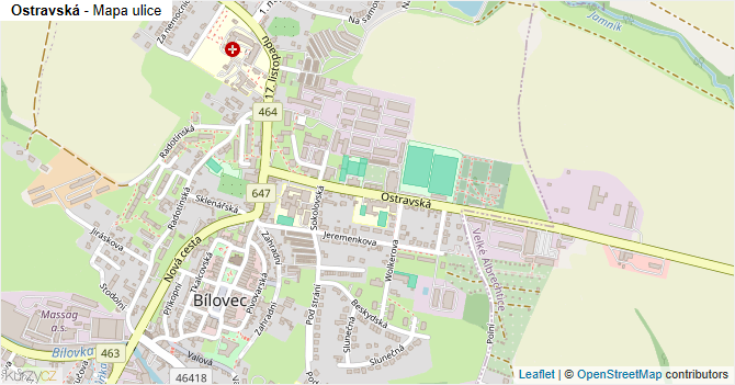 Ostravská - mapa ulice