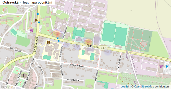 Ostravská - mapa podnikání