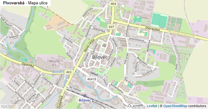 Pivovarská - mapa ulice