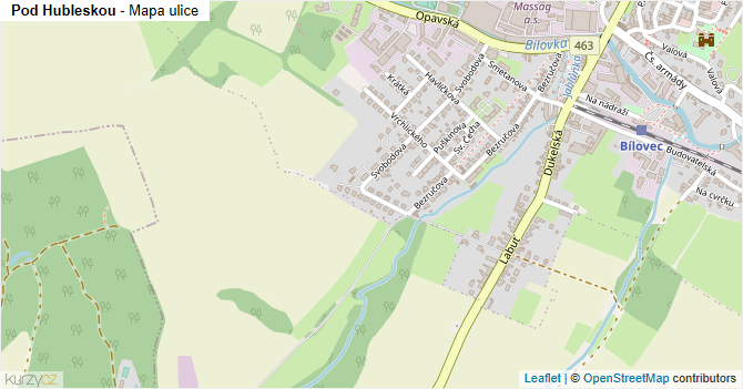 Pod Hubleskou - mapa ulice