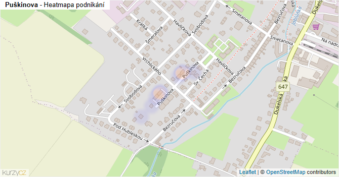 Puškinova - mapa podnikání