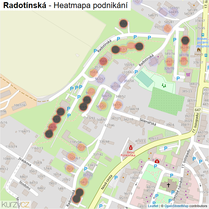 Mapa Radotínská - Firmy v ulici.