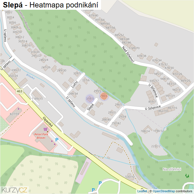 Mapa Slepá - Firmy v ulici.