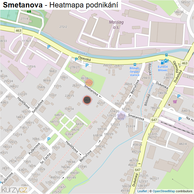 Mapa Smetanova - Firmy v ulici.