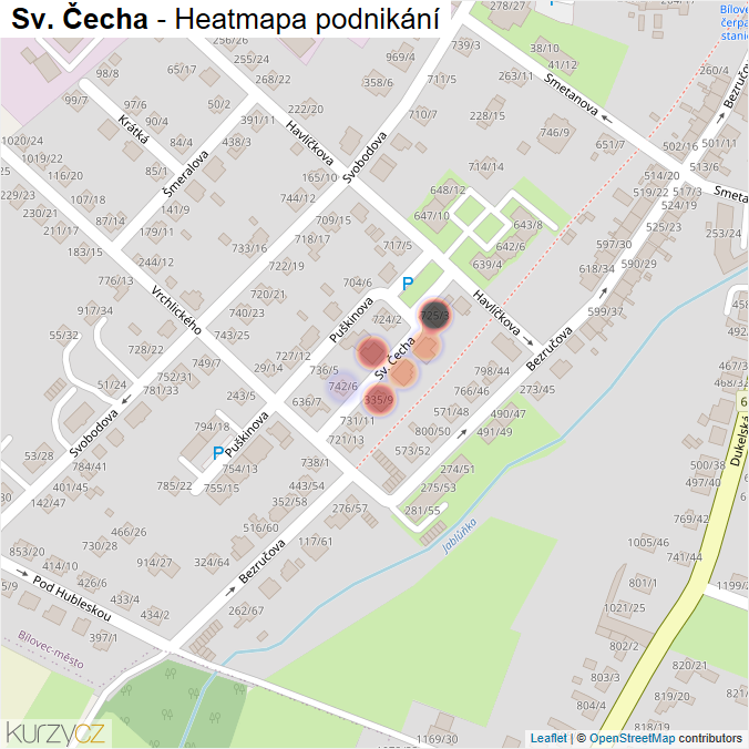 Mapa Sv. Čecha - Firmy v ulici.