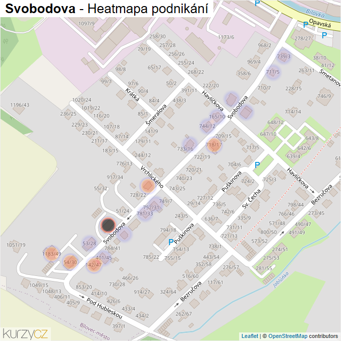 Mapa Svobodova - Firmy v ulici.