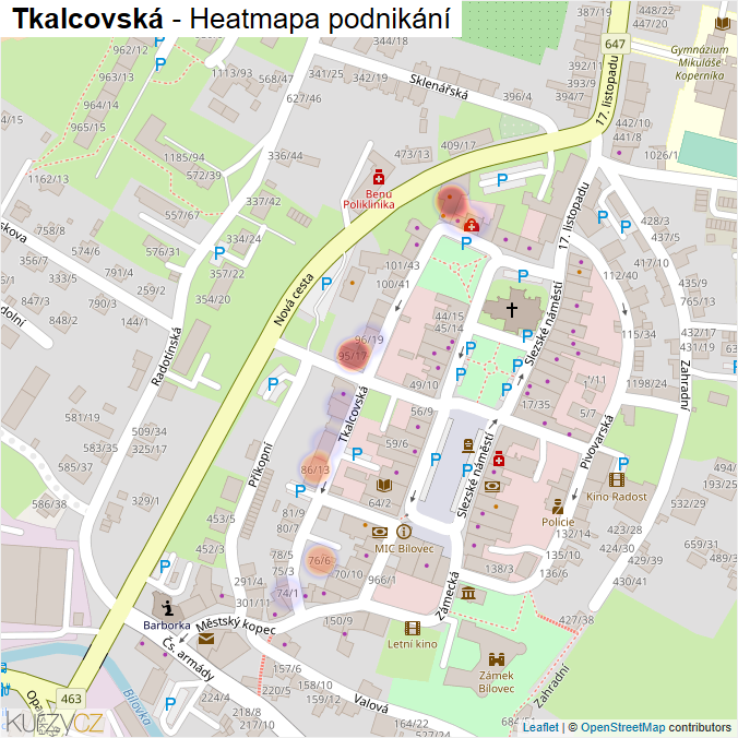 Mapa Tkalcovská - Firmy v ulici.