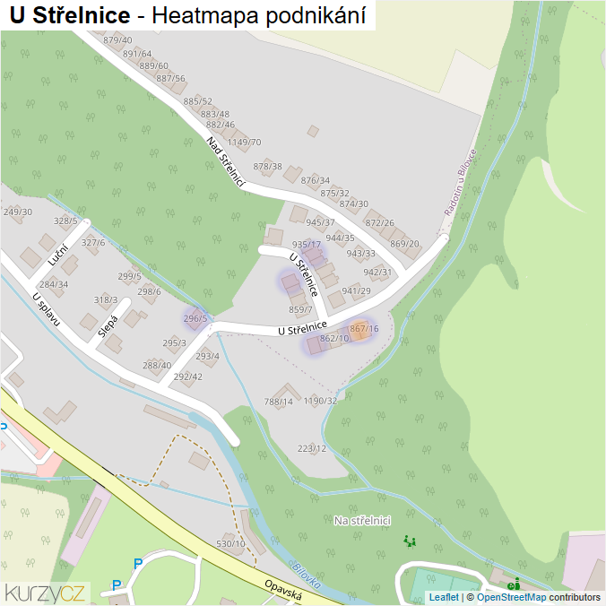 Mapa U Střelnice - Firmy v ulici.