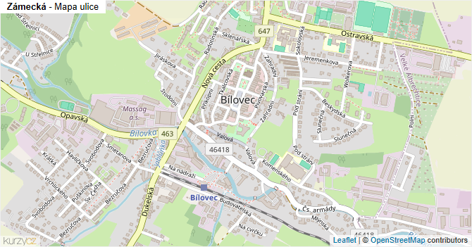 Zámecká - mapa ulice