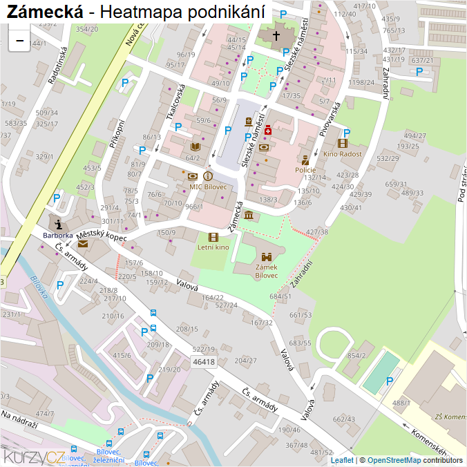 Mapa Zámecká - Firmy v ulici.