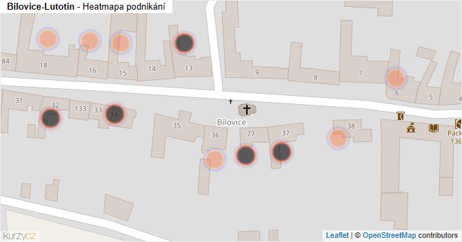 Bílovice-Lutotín - mapa podnikání