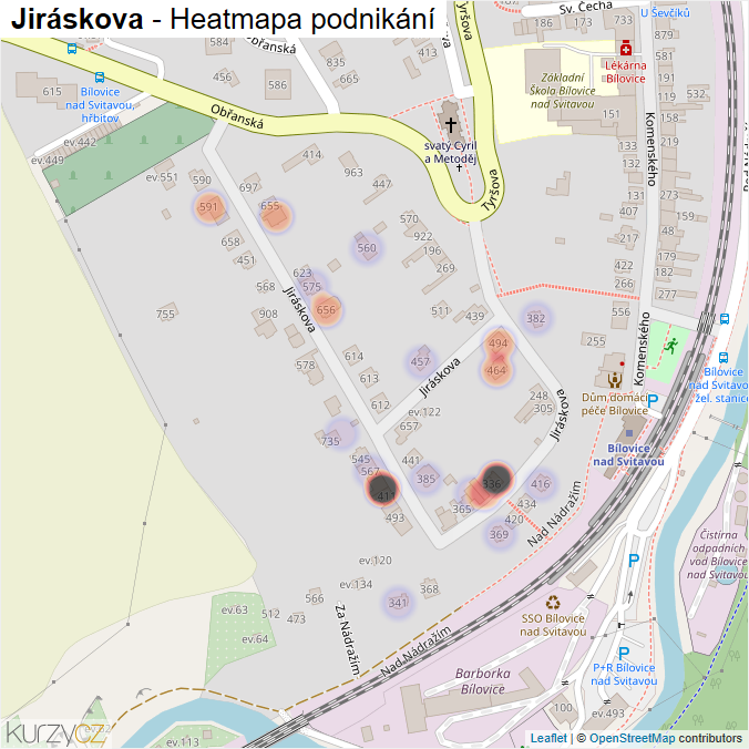 Mapa Jiráskova - Firmy v ulici.