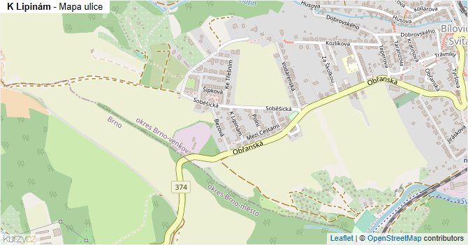 K Lipinám - mapa ulice