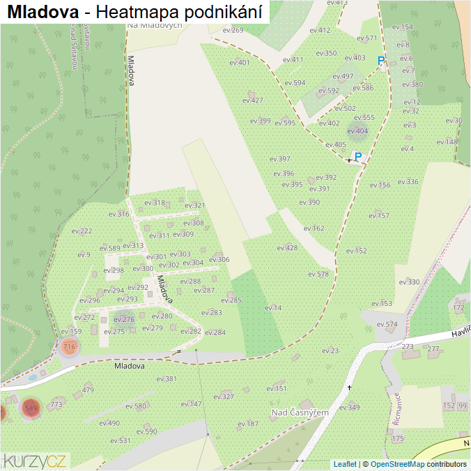 Mapa Mladova - Firmy v ulici.