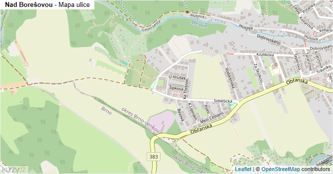 Nad Borešovou - mapa ulice