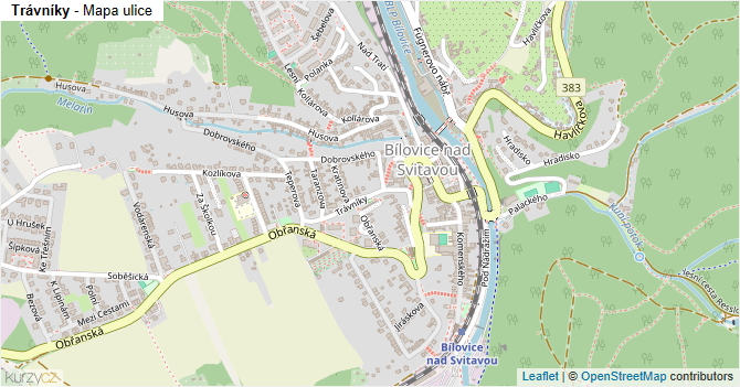 Trávníky - mapa ulice
