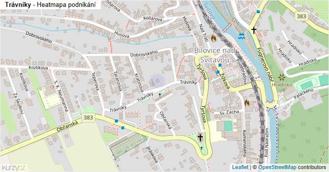 Trávníky - mapa podnikání