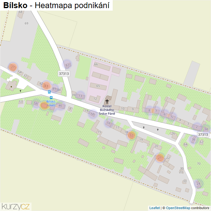 Mapa Bílsko - Firmy v části obce.