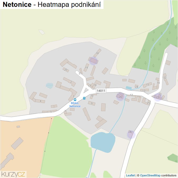 Mapa Netonice - Firmy v části obce.